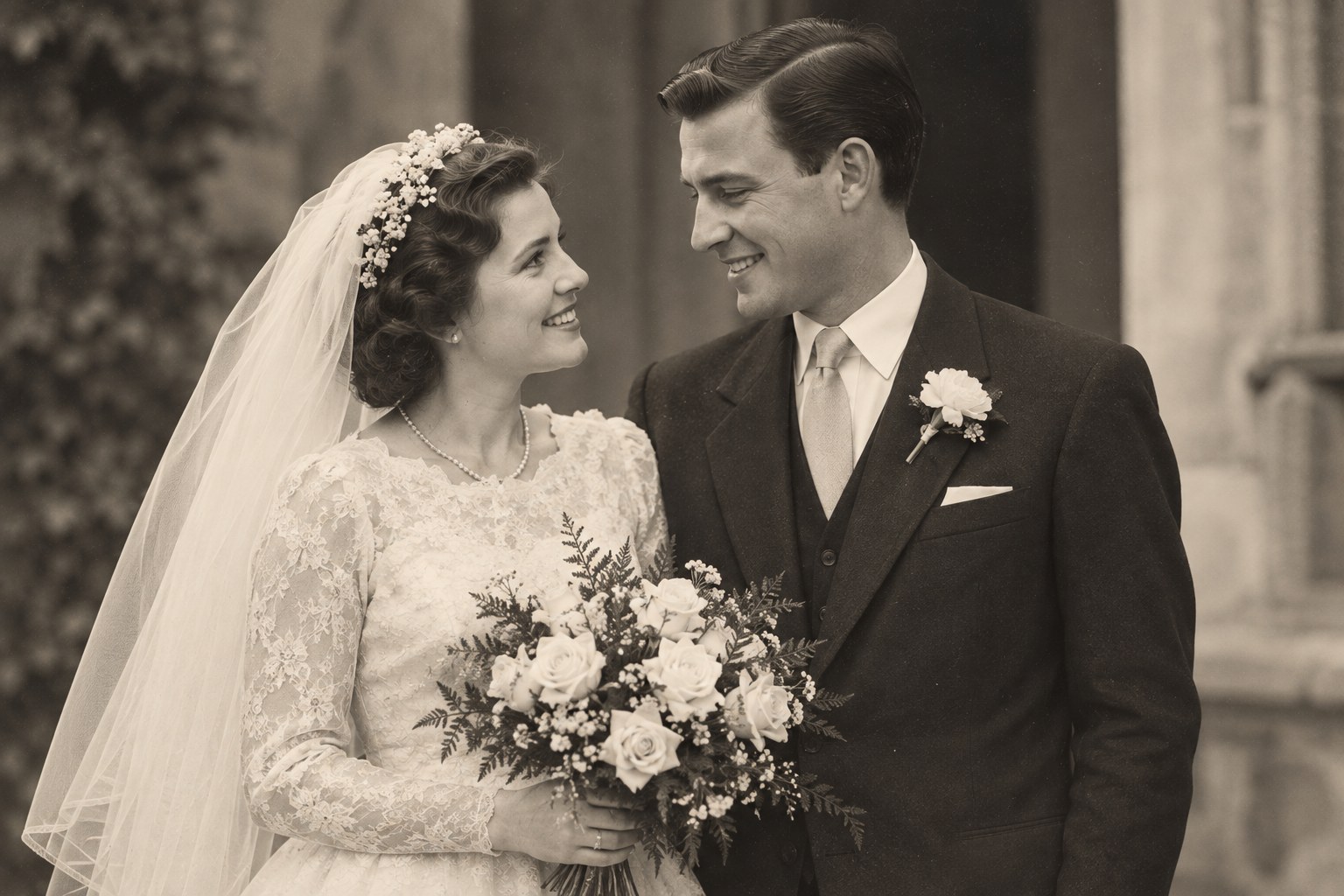 A wedding photograph from a family album